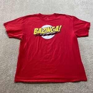 The‎ Big Bang Theory Shirt Mens XL Red Bazinga Crew Neck Graphic Tee